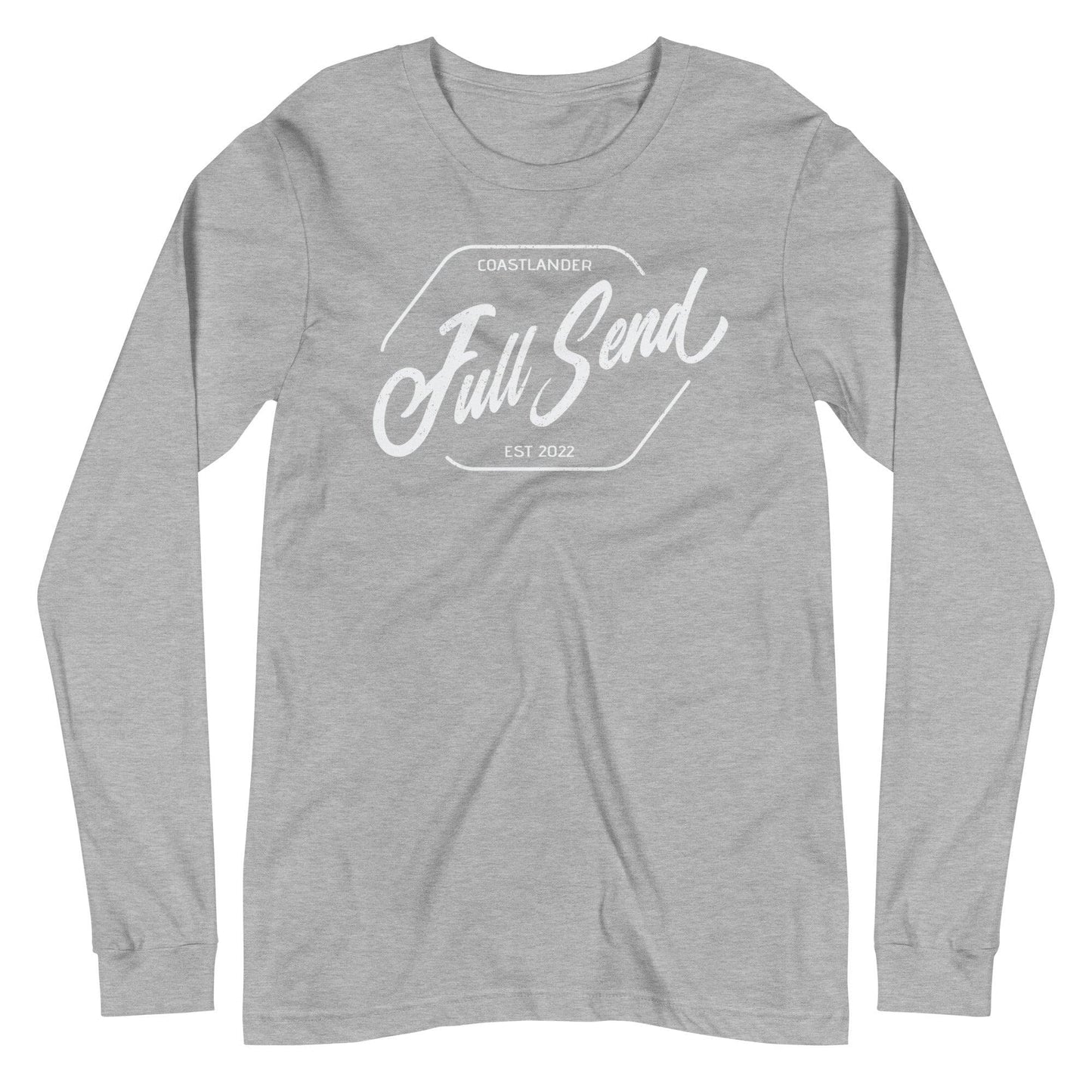 Design of FULL SEND - Unisex Long Sleeve Tee , the colour is Athletic Heather