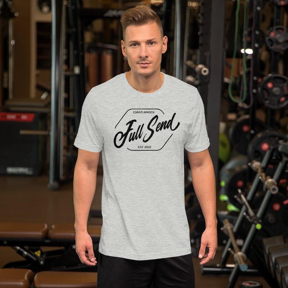 Design of FULL SEND - Unisex t-shirt , the colour is Athletic Heather
