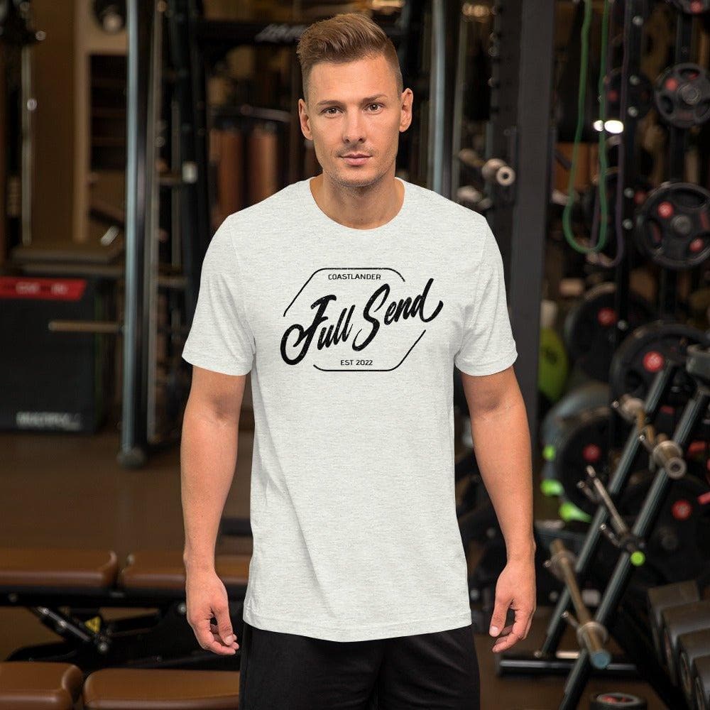 Design of FULL SEND - Unisex t-shirt , the colour is Ash