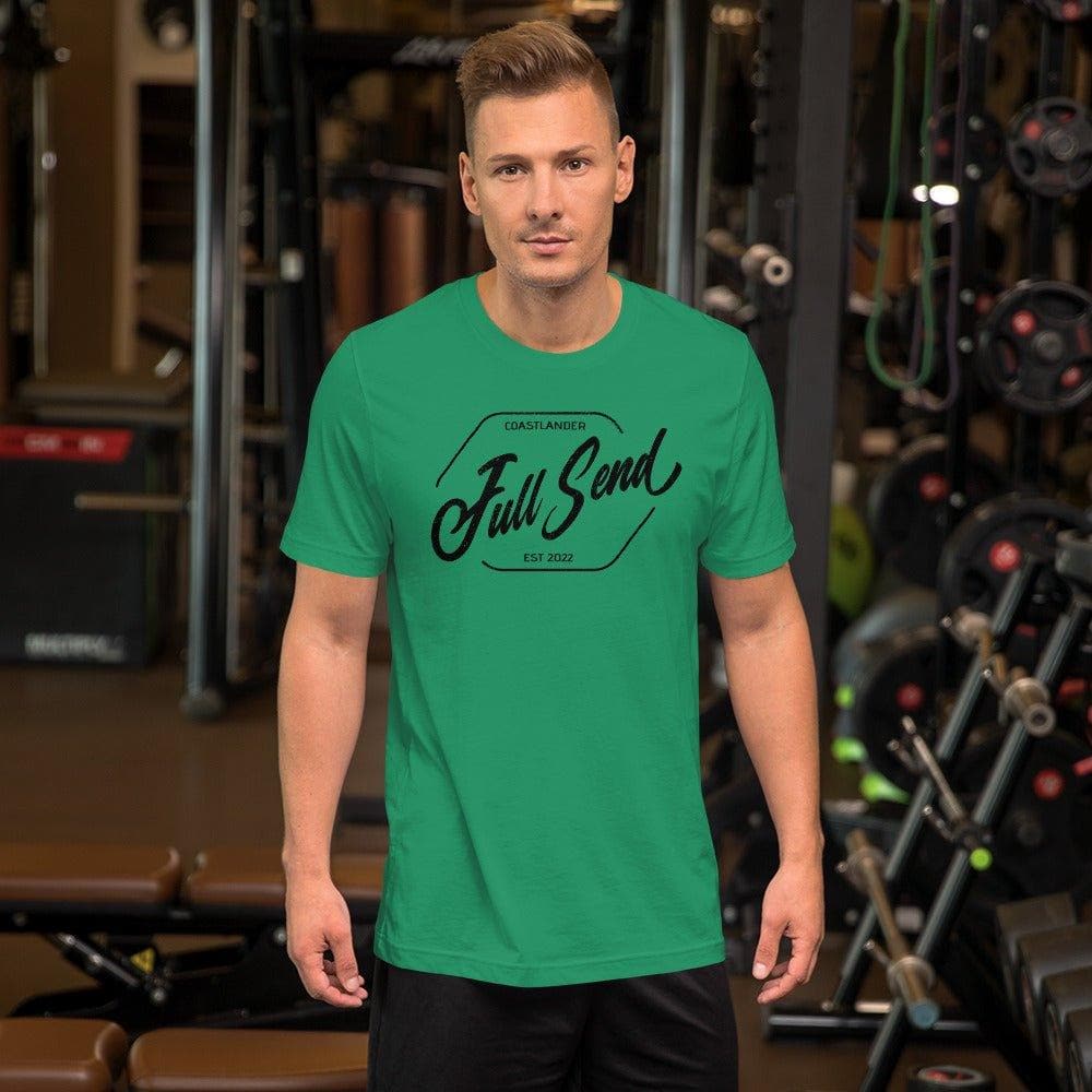Design of FULL SEND - Unisex t-shirt , the colour is Kelly