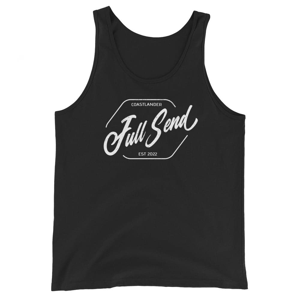Design of Full Send - Unisex Tank Top , the colour is Black