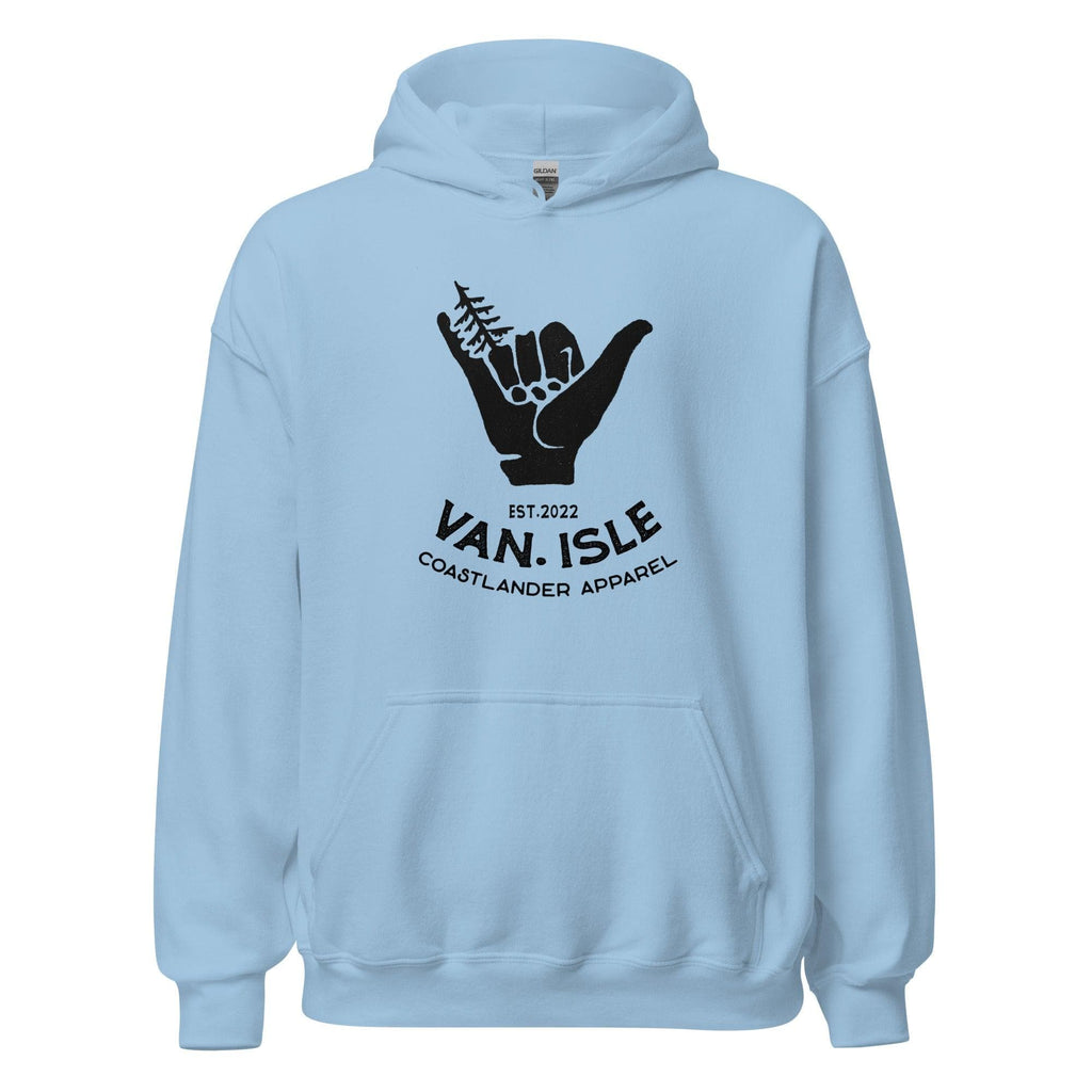 Design of Hang Loose - Boom shaka laka - surfer design - Unisex Hoodie , the colour is Light Blue