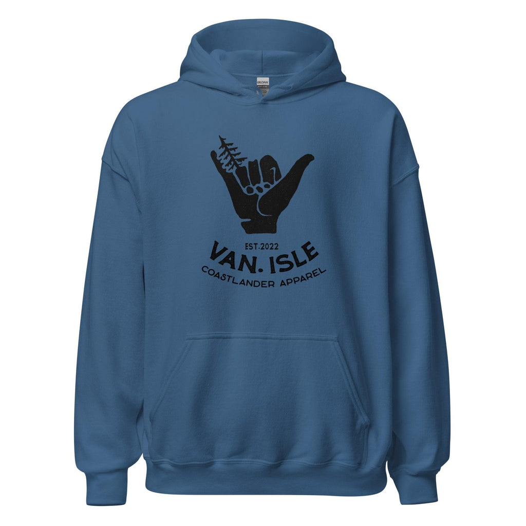 Design of Hang Loose - Boom shaka laka - surfer design - Unisex Hoodie , the colour is Indigo Blue