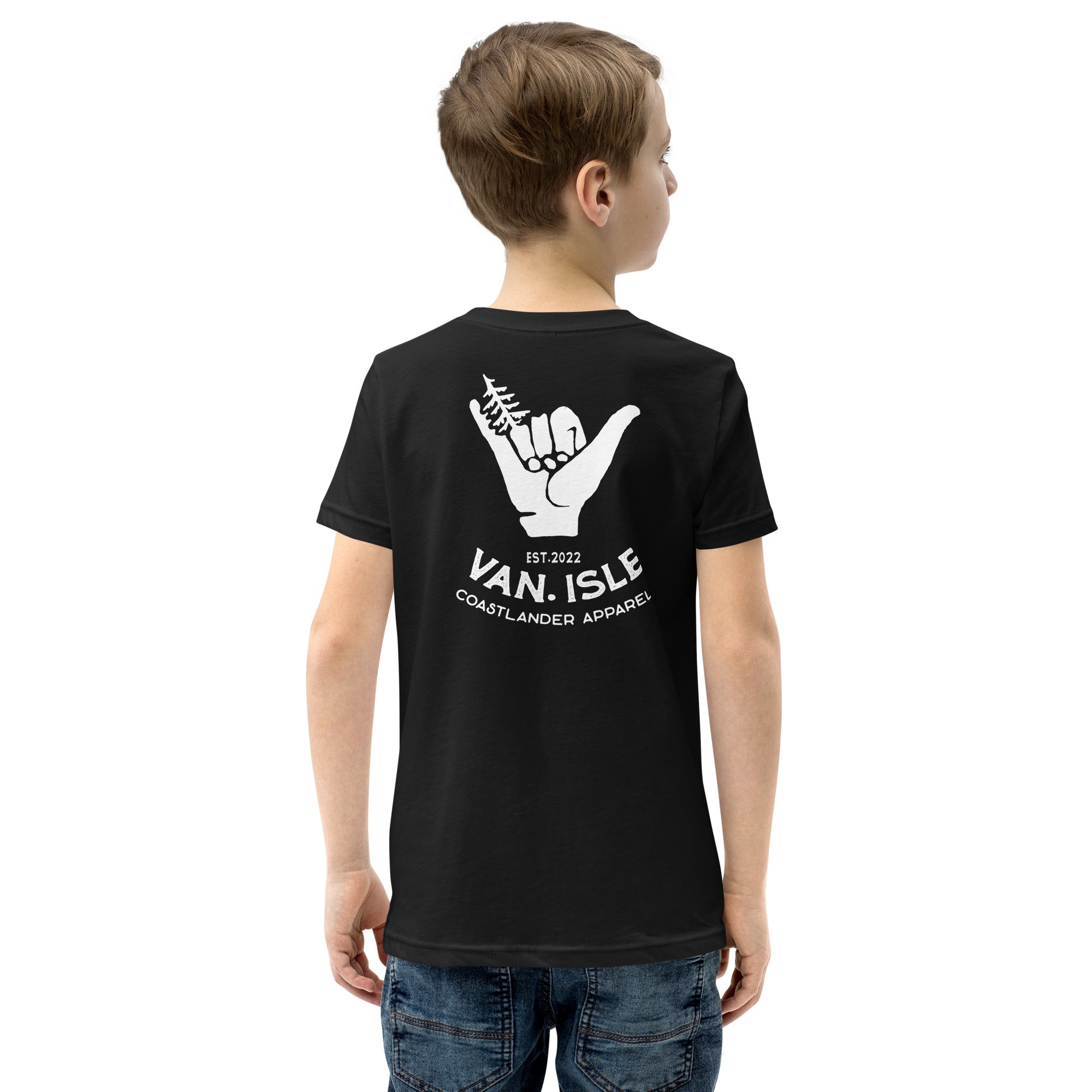 Design of Hang Loose - Boom ShakaLaka - Large back design - Youth Short Sleeve T-Shirt , the colour is