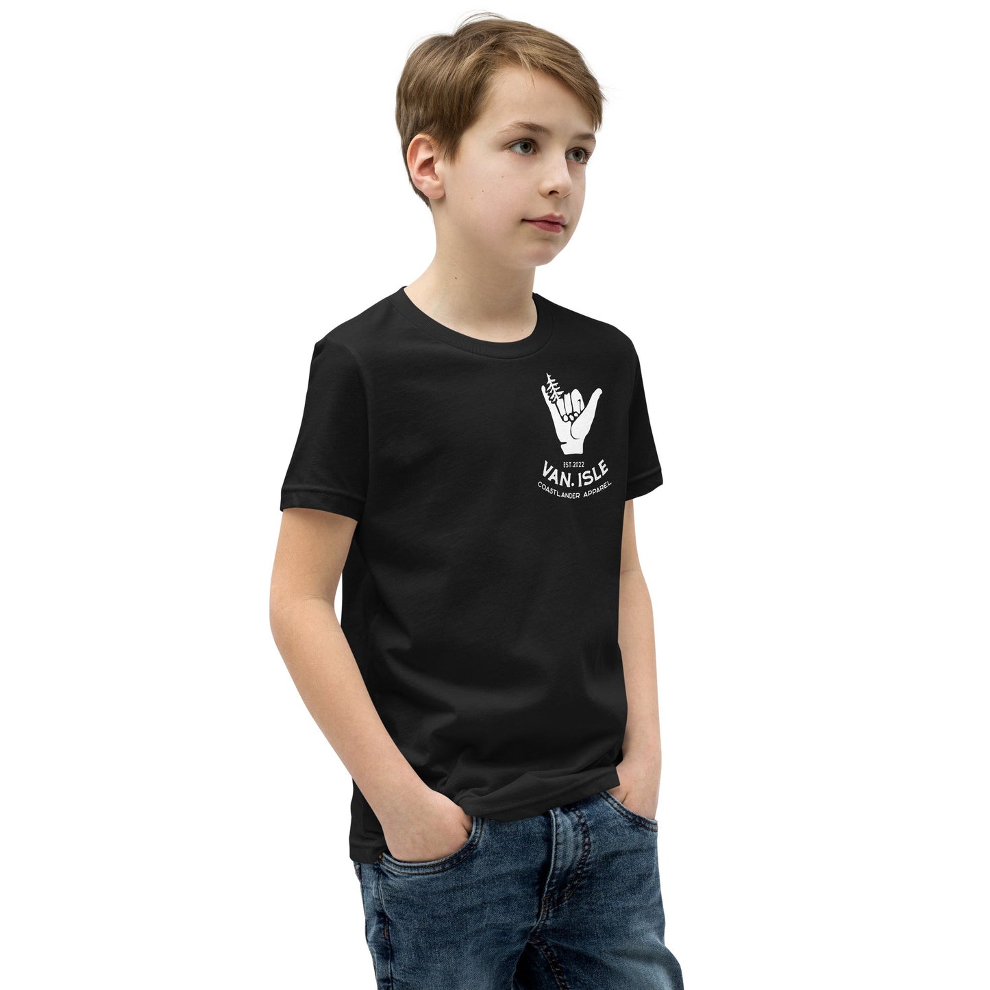 Design of Hang Loose - Boom ShakaLaka - Large back design - Youth Short Sleeve T-Shirt , the colour is