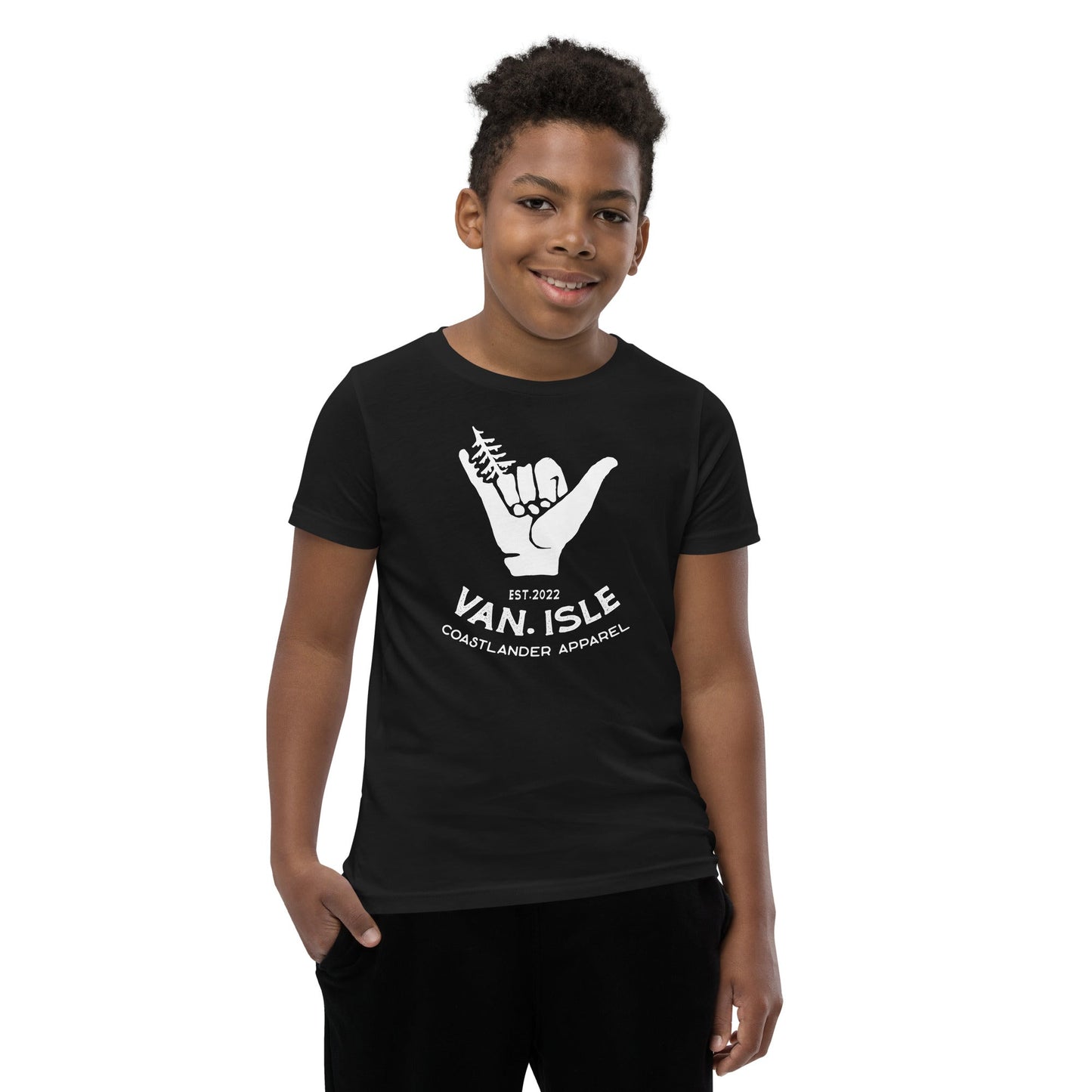 Design of Hang Loose - Boom ShakaLaka - Large front design - Youth Short Sleeve T-Shirt , the colour is