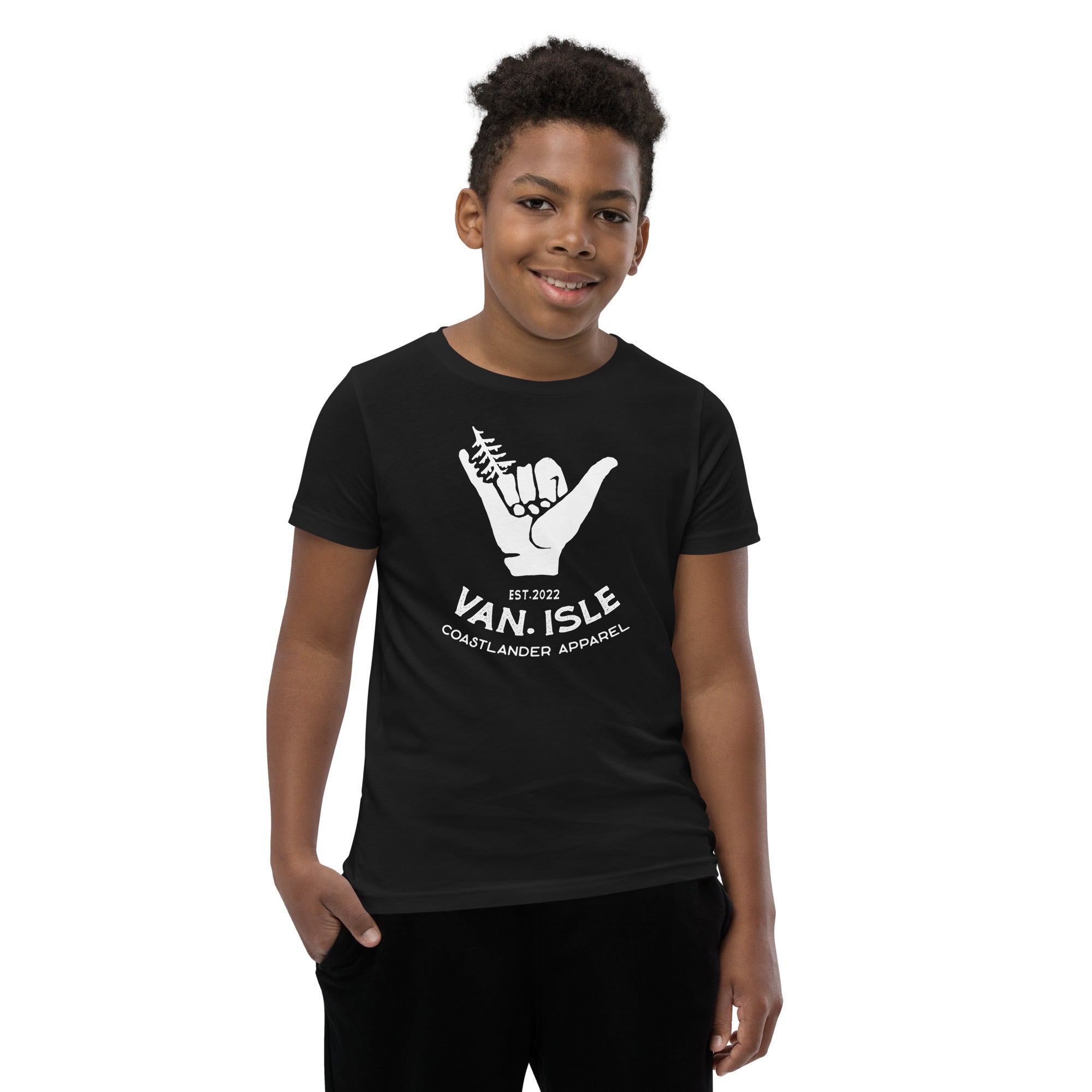 Design of Hang Loose - Boom ShakaLaka - Large front design - Youth Short Sleeve T-Shirt , the colour is