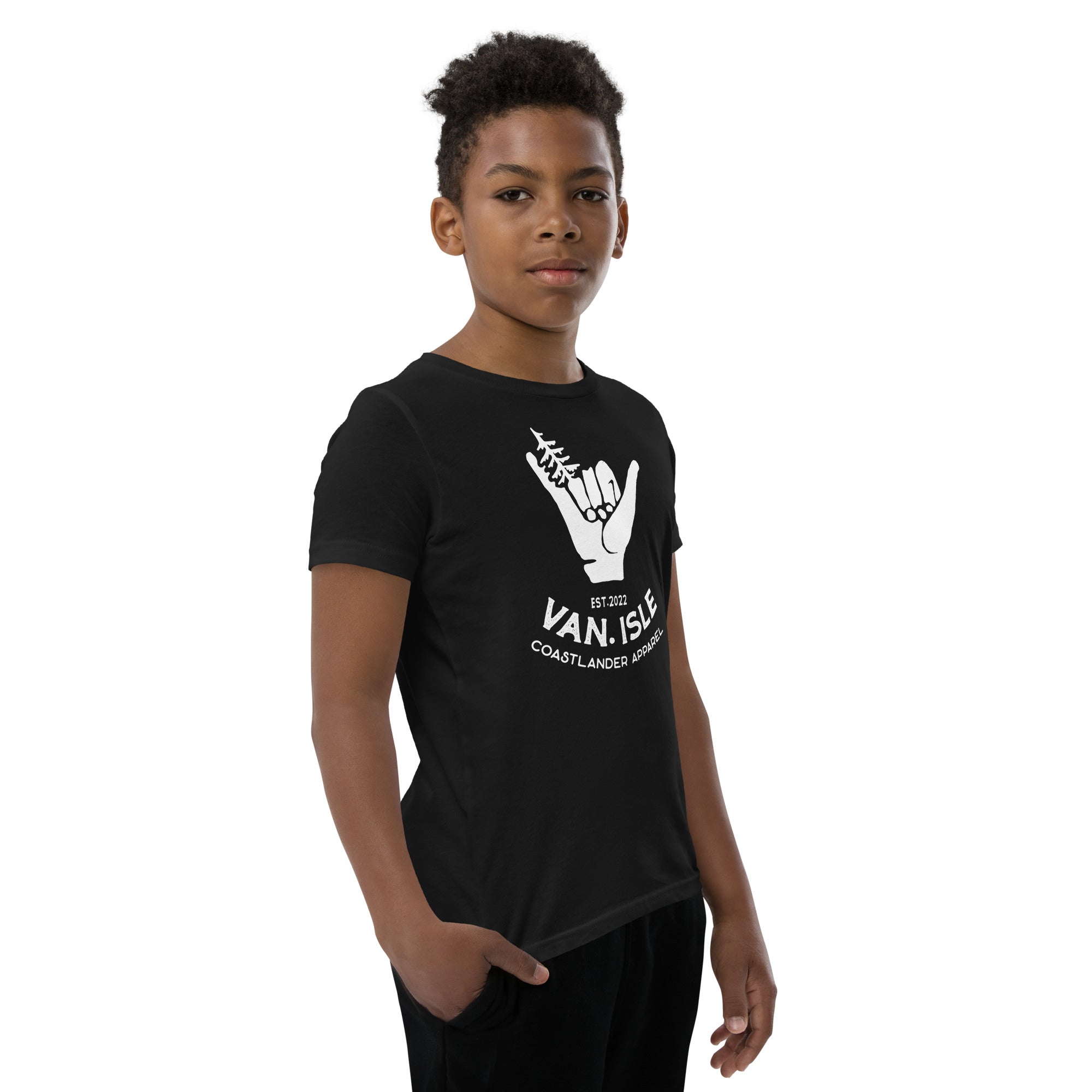 Design of Hang Loose - Boom ShakaLaka - Large front design - Youth Short Sleeve T-Shirt , the colour is