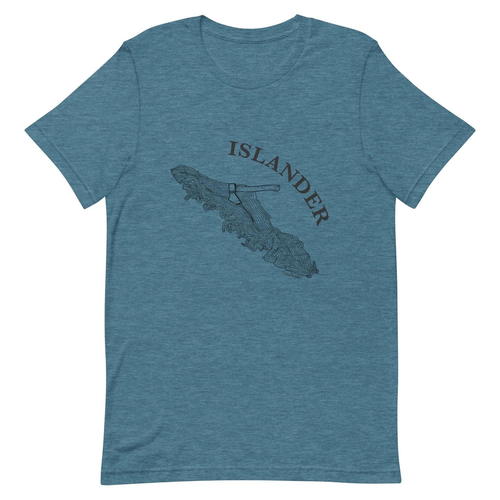 Design of ISLANDER Axe in Stump - Unisex t-shirt , the colour is Heather Deep Teal