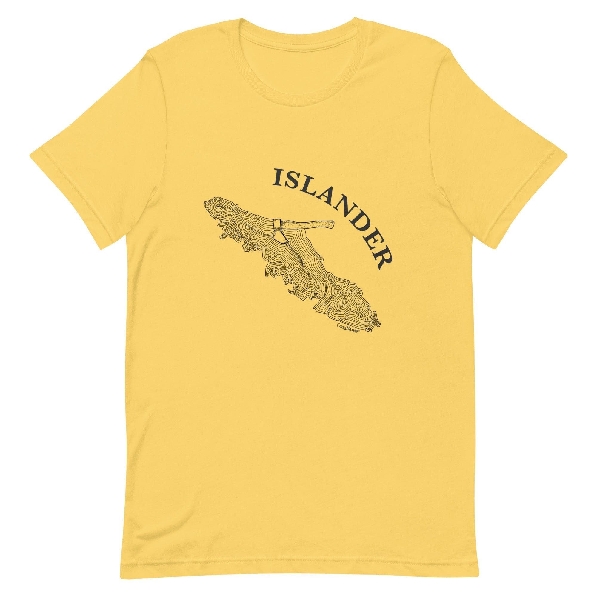 Design of ISLANDER Axe in Stump - Unisex t-shirt , the colour is Yellow
