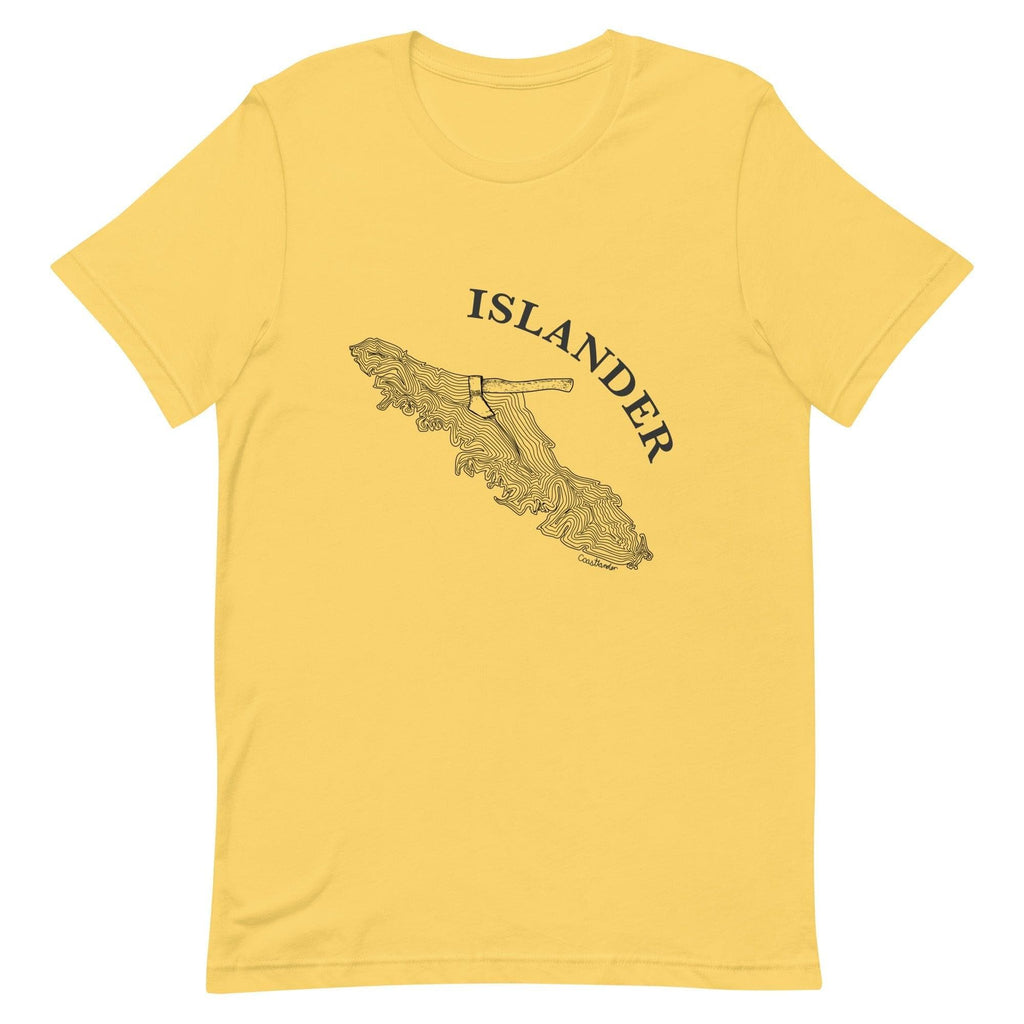 Design of ISLANDER Axe in Stump - Unisex t-shirt , the colour is Yellow