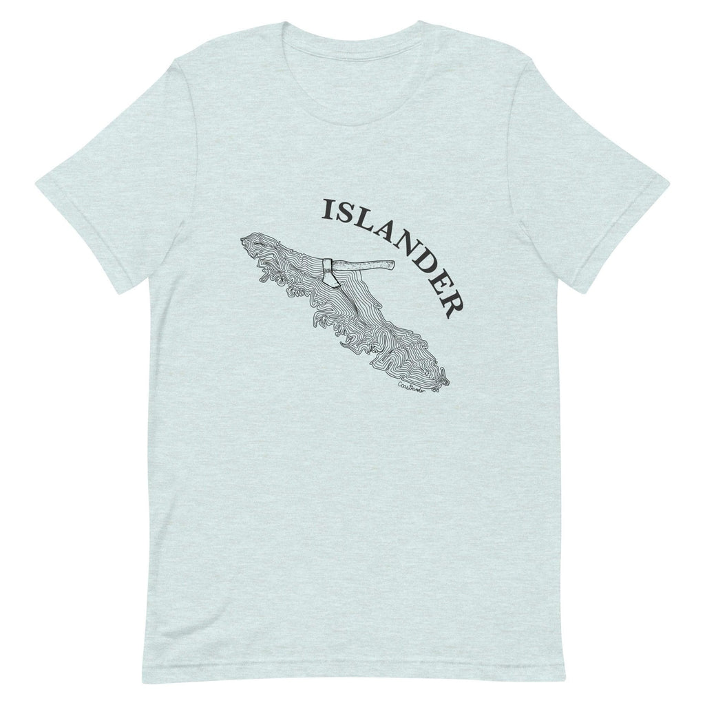 Design of ISLANDER Axe in Stump - Unisex t-shirt , the colour is Heather Prism Ice Blue