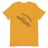 Design of ISLANDER Axe in Stump - Unisex t-shirt , the colour is Mustard