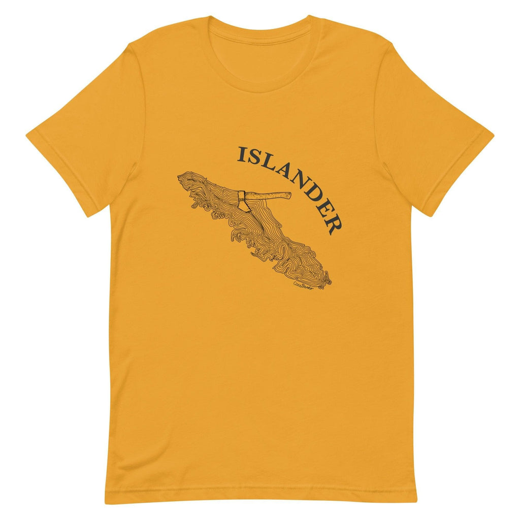 Design of ISLANDER Axe in Stump - Unisex t-shirt , the colour is Mustard
