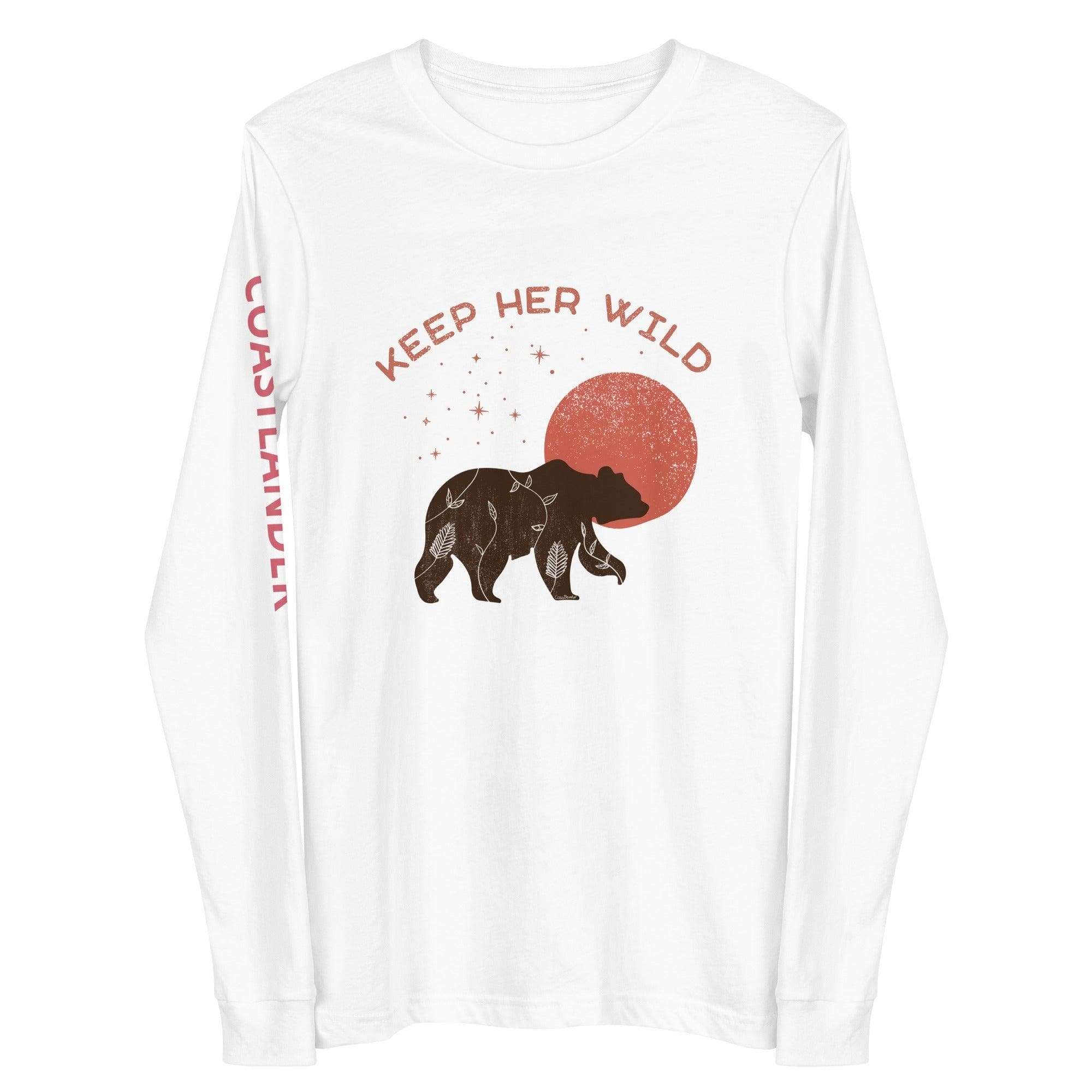 Design of Keep Her Wild Bear - Unisex Long Sleeve Tee , the colour is White