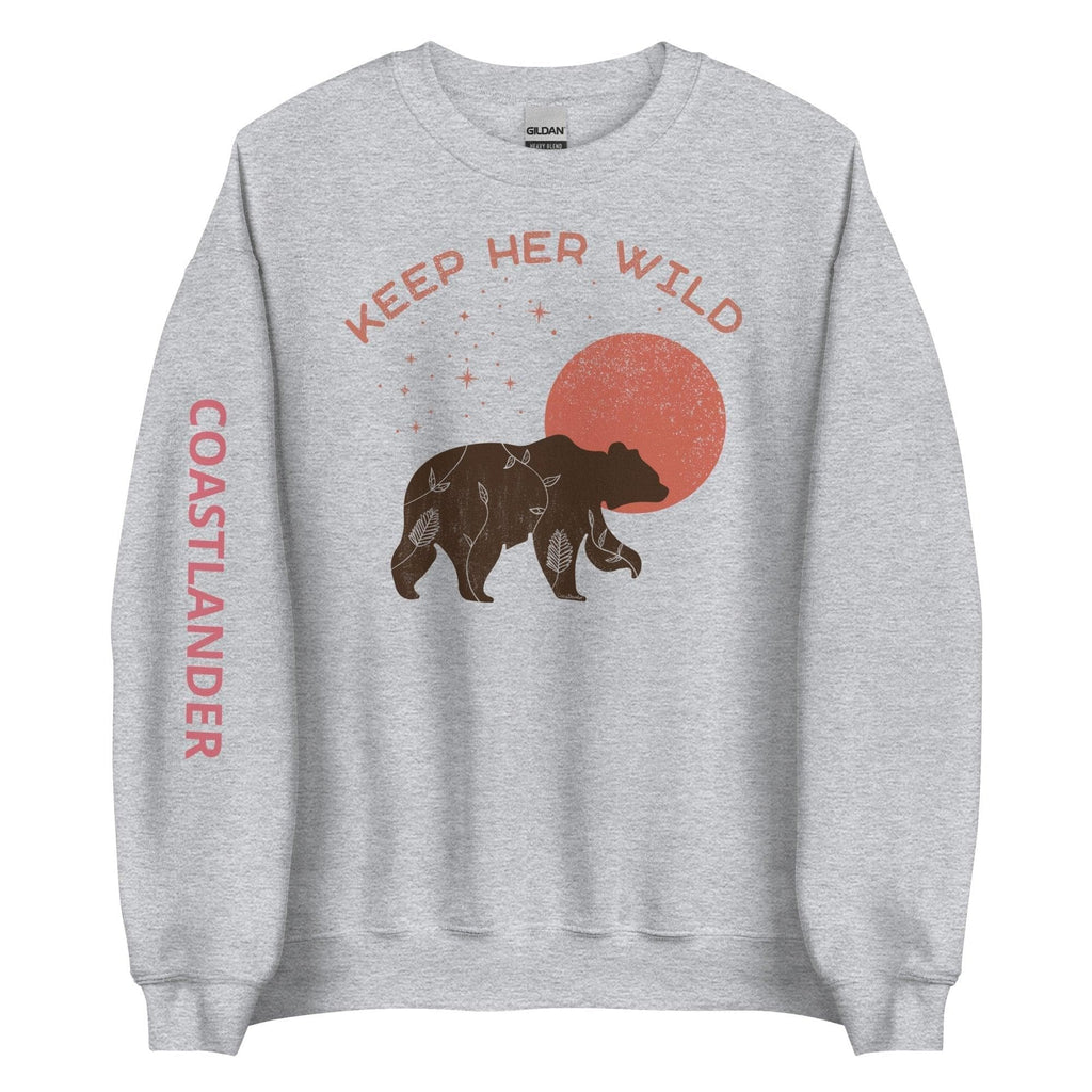 Design of Keep Her Wild Bear - Unisex Sweatshirt , the colour is Sport Grey