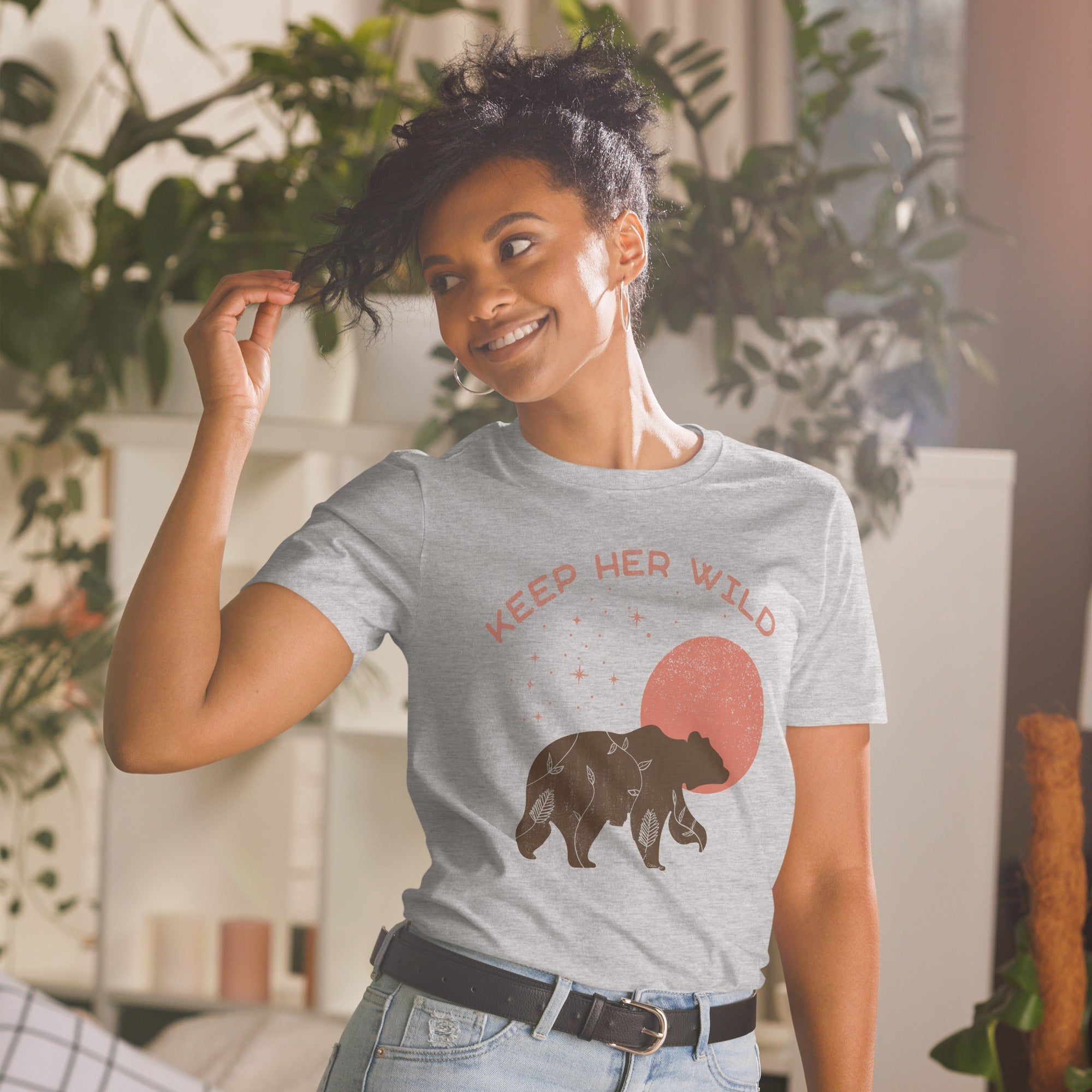 Design of Keep Her Wild - Womens - Short-Sleeve T-Shirt , the colour is Sport Grey