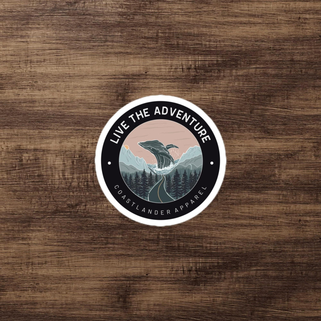 Design of Live The Adventure - Whale & Highway Design - Sticker , the colour is