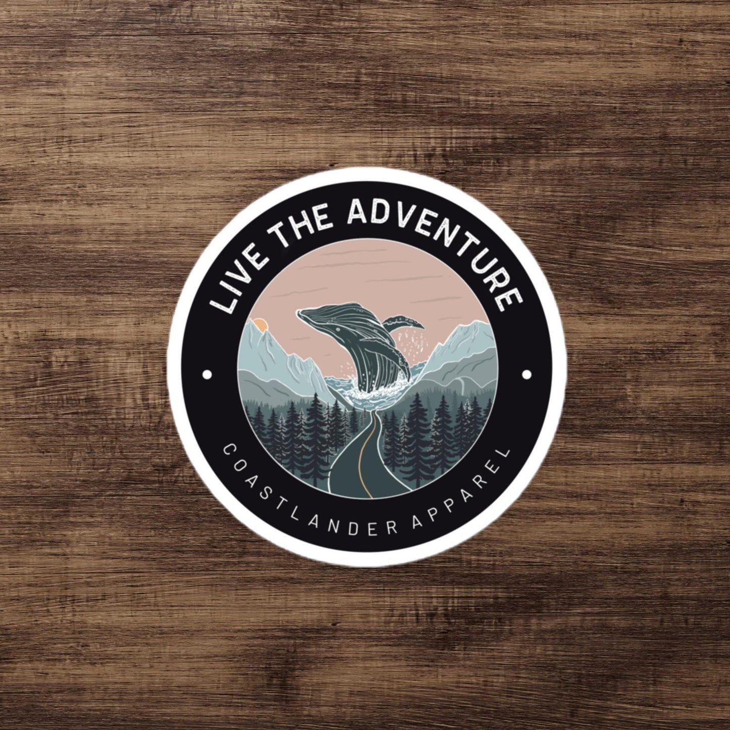 Design of Live The Adventure - Whale & Highway Design - Sticker , the colour is