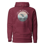Design of Live The Adventure Whale - Unisex Hoodie , the colour is Maroon