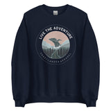 Design of Live The Adventure - Whale - Unisex Sweatshirt , the colour is Navy