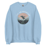 Design of Live The Adventure - Whale - Unisex Sweatshirt , the colour is Light Blue