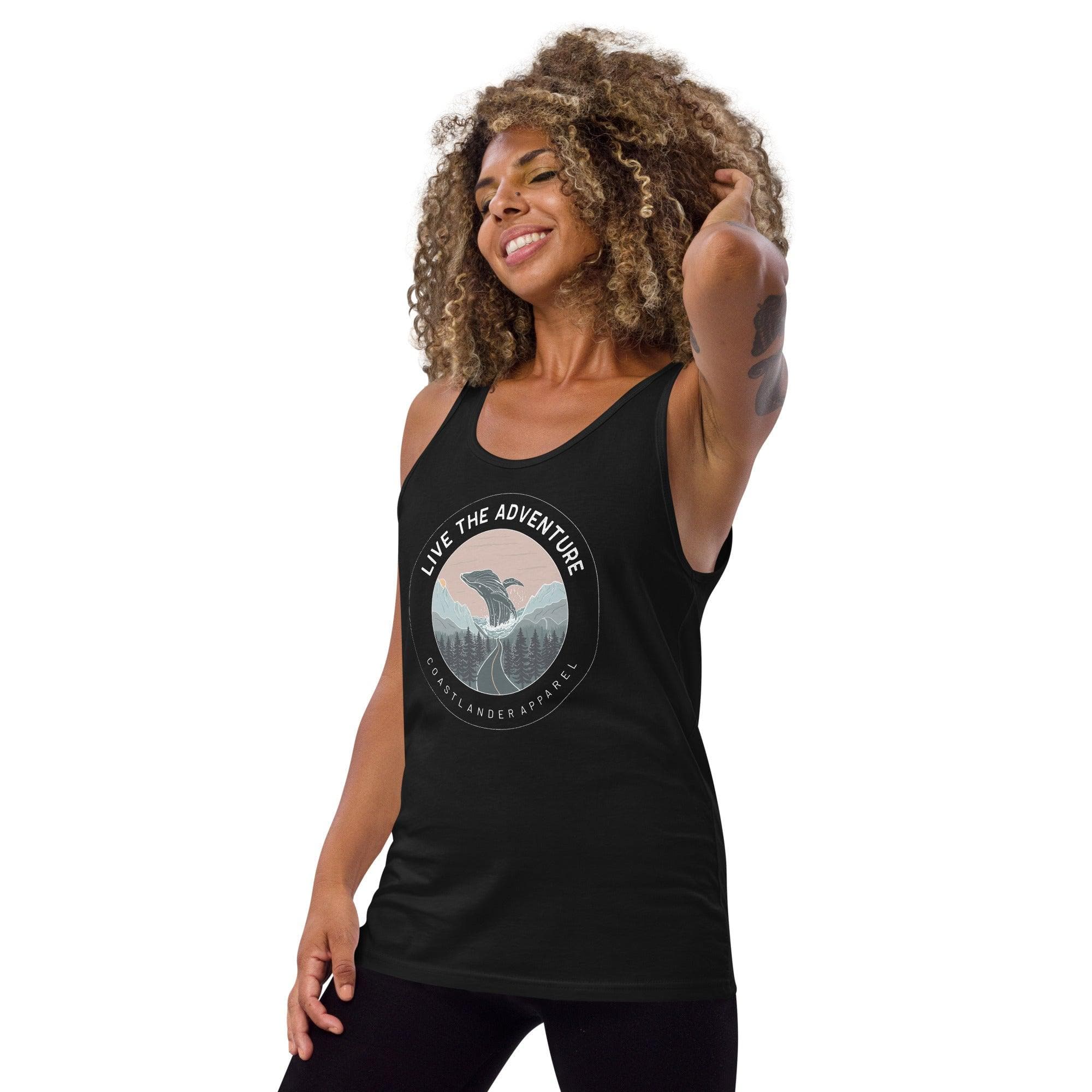 Design of Live The Adventure Whale - Unisex Tank Top , the colour is