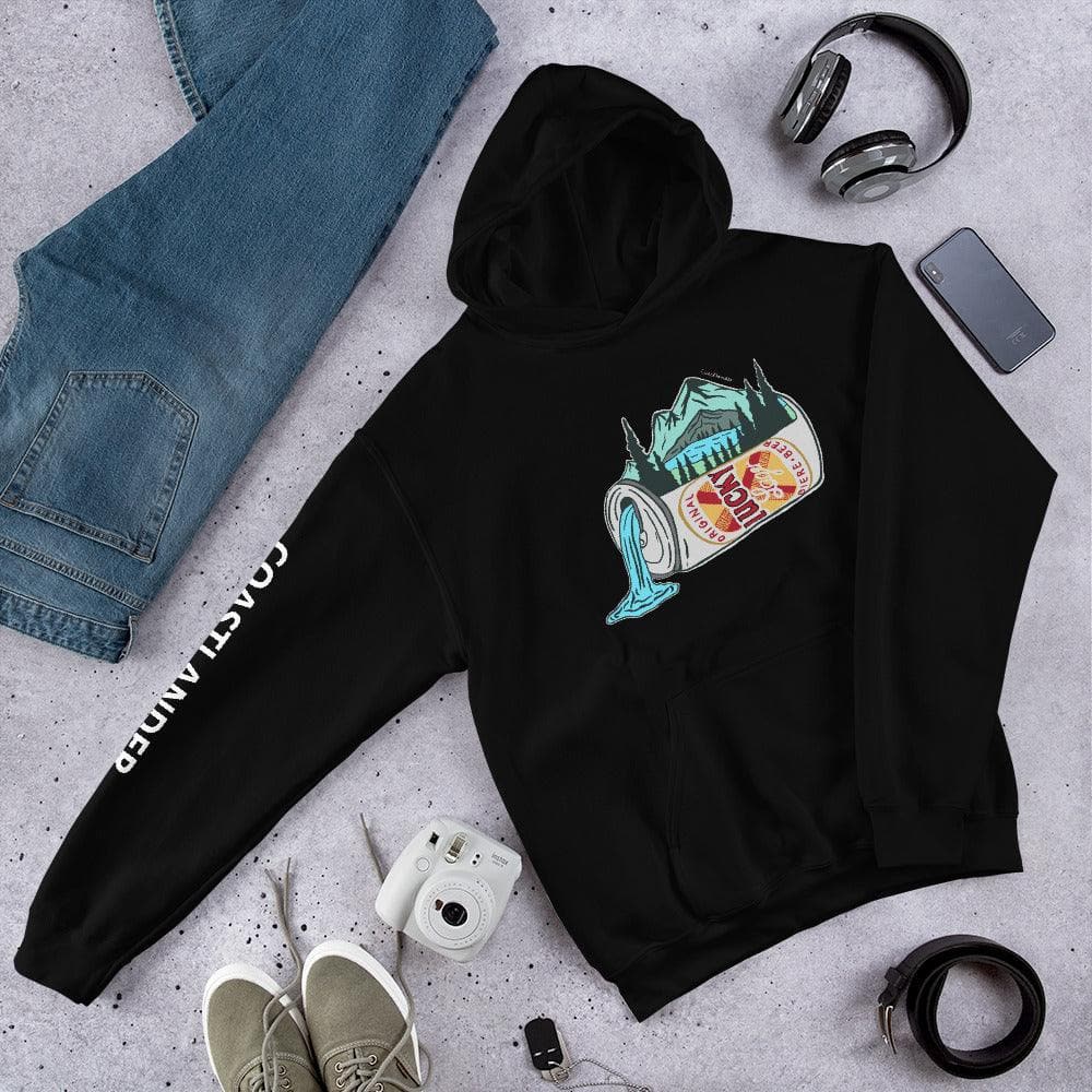 Design of Lucky Lager Beer - Scenery Design - Big - Unisex Hoodie , the colour is Black