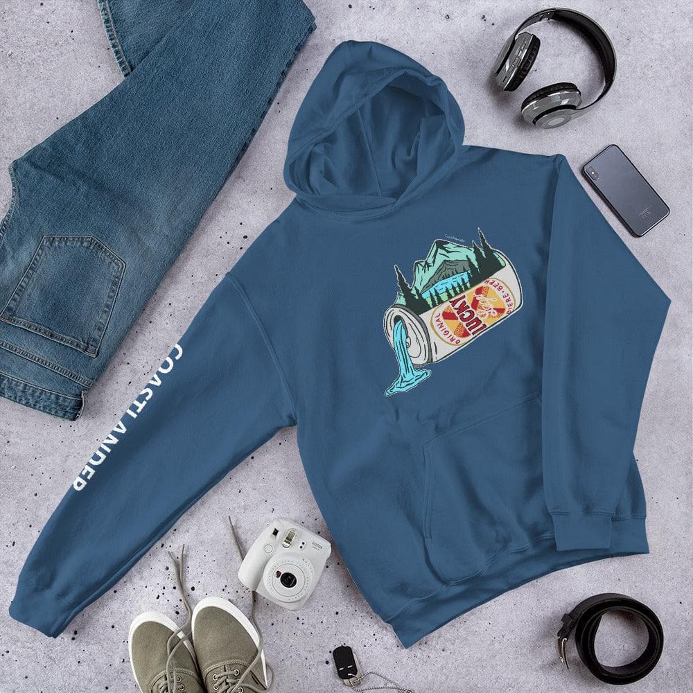 Design of Lucky Lager Beer - Scenery Design - Big - Unisex Hoodie , the colour is Indigo Blue