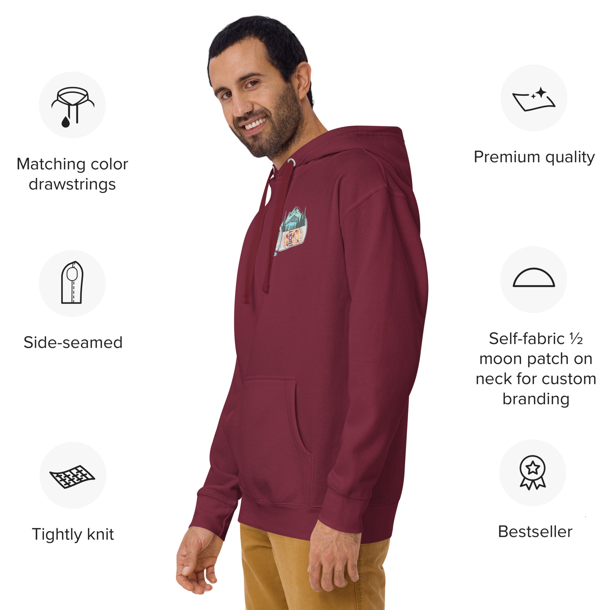 Design of Lucky Lager Scenery Design - Unisex Hoodie , the colour is
