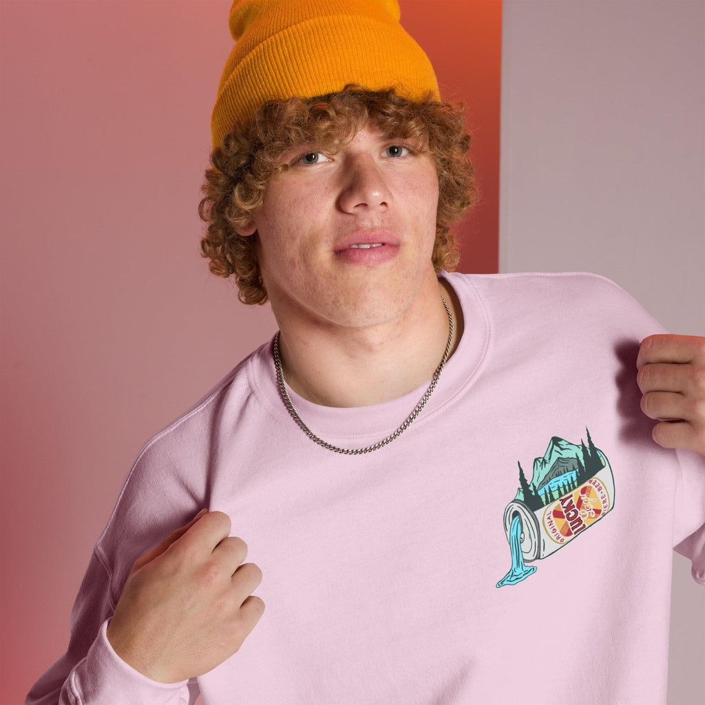 Design of Lucky Lager Scenery Design - Unisex Sweatshirt , the colour is Light Pink