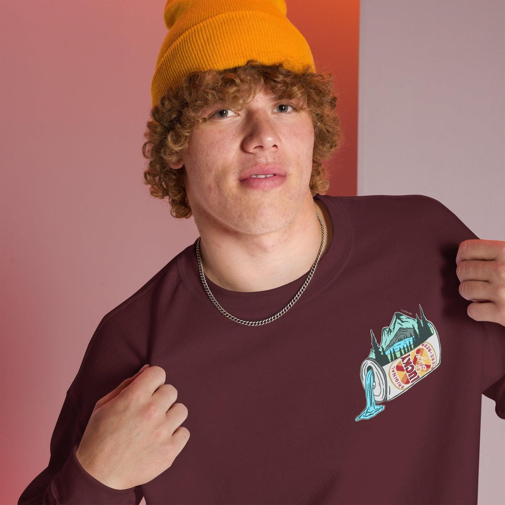 Design of Lucky Lager Scenery Design - Unisex Sweatshirt , the colour is Maroon