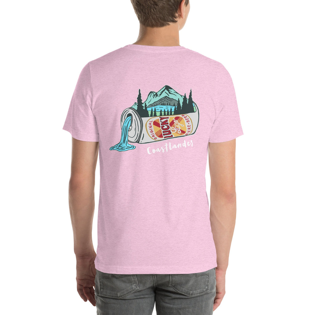 Design of Lucky Lager Scenery Design - Unisex t-shirt , the colour is Heather Prism Lilac