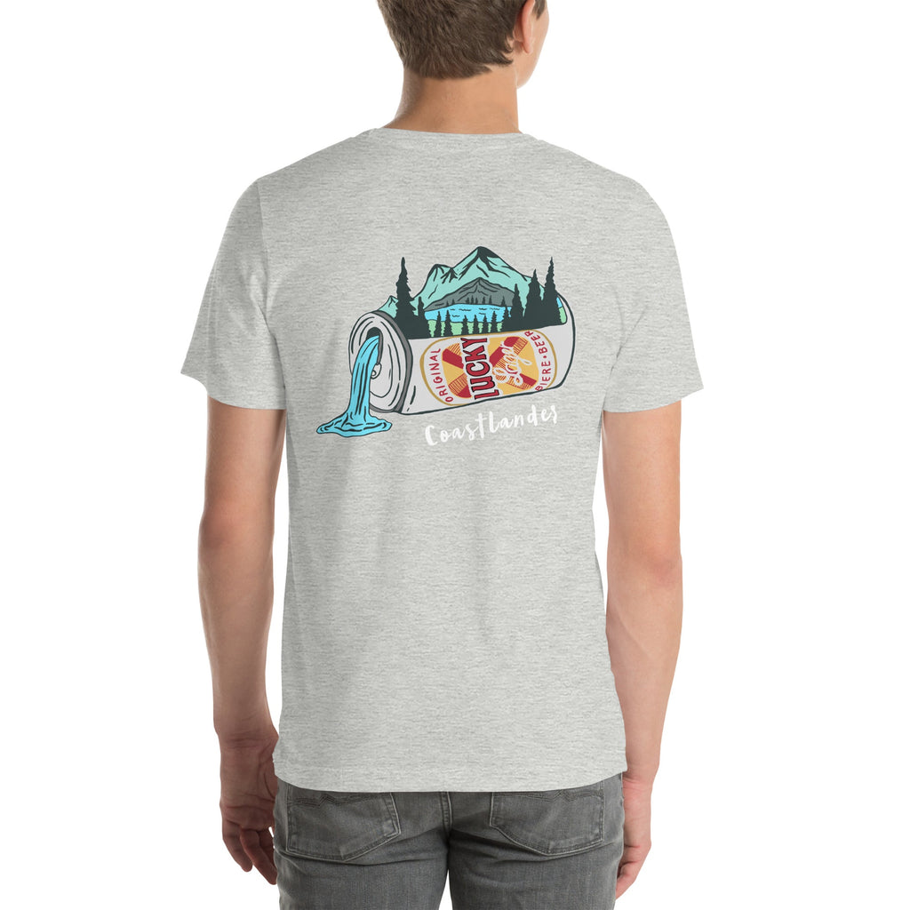 Design of Lucky Lager Scenery Design - Unisex t-shirt , the colour is Athletic Heather