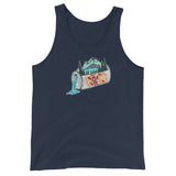 Design of Lucky Lager Scenery - Waterfall - Unisex Tank Top , the colour is Navy