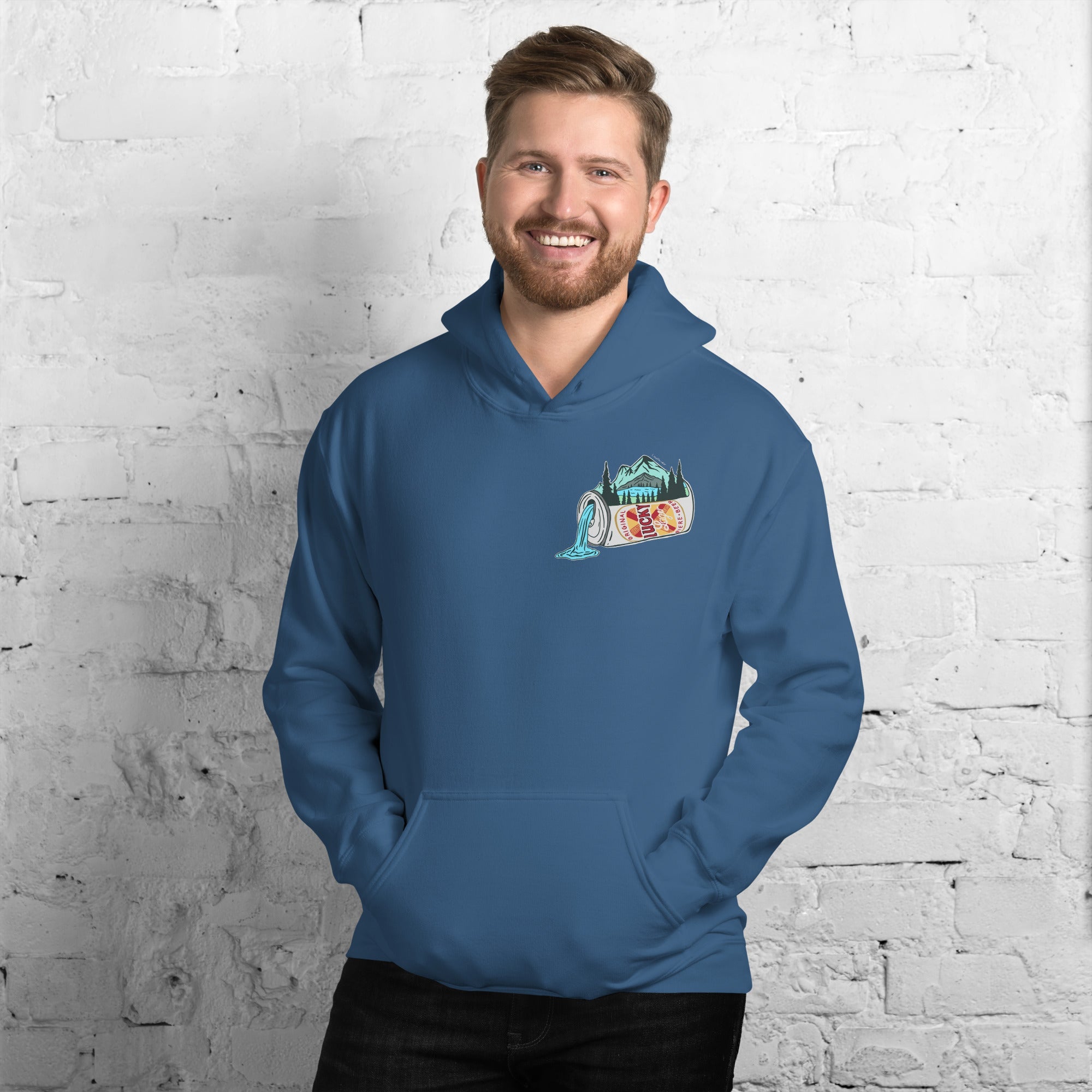 Design of Lucky Lager Scenic Waterfall - Unisex Hoodie , the colour is