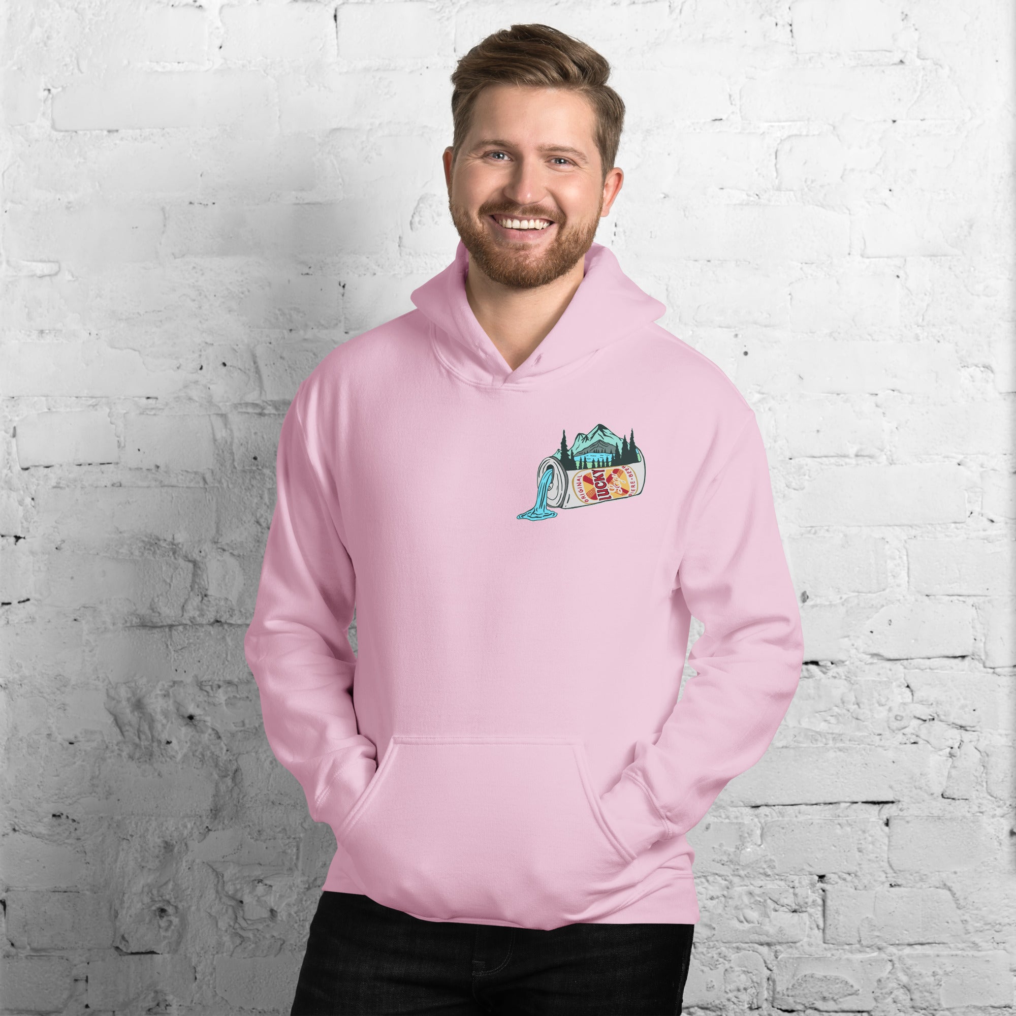 Design of Lucky Lager Scenic Waterfall - Unisex Hoodie , the colour is