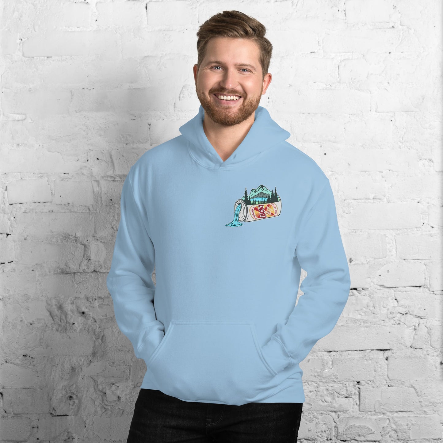 Design of Lucky Lager Scenic Waterfall - Unisex Hoodie , the colour is