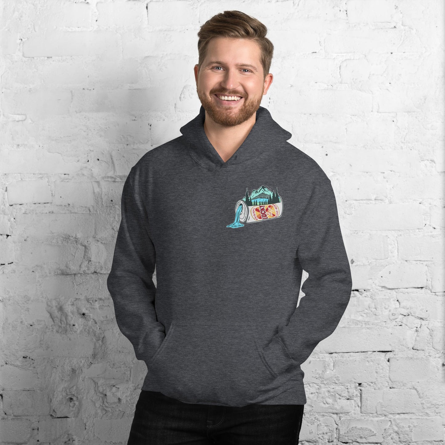 Design of Lucky Lager Scenic Waterfall - Unisex Hoodie , the colour is