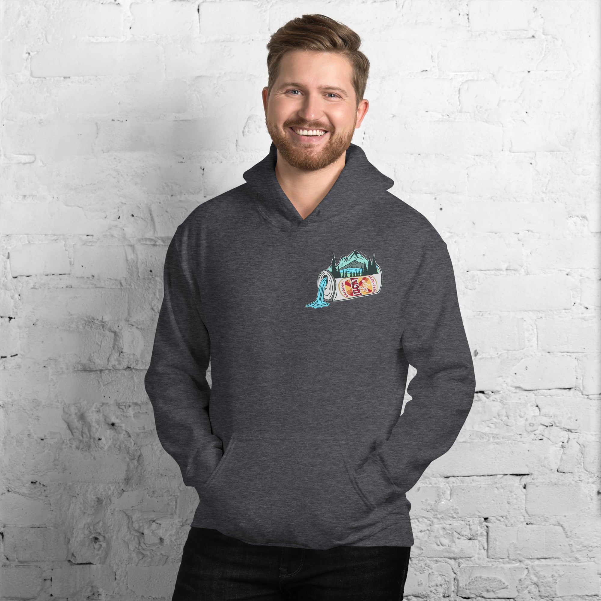 Design of Lucky Lager Scenic Waterfall - Unisex Hoodie , the colour is