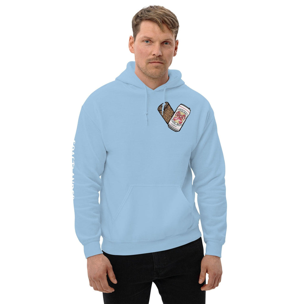 Design of Lucky Lager - Stump - Heart - Unisex Hoodie , the colour is Light Blue