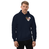 Design of Lucky Lager - Stump - Heart - Unisex Hoodie , the colour is Navy