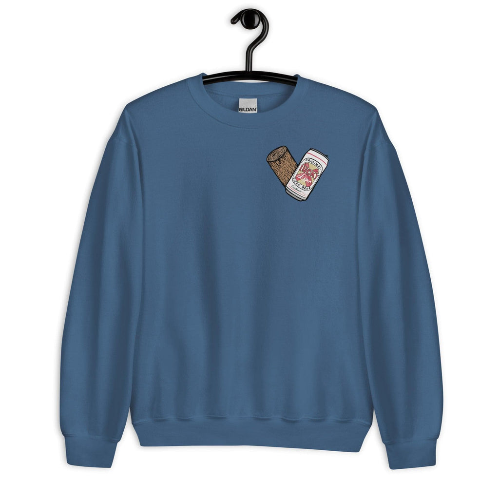 Design of Lucky Lager - Stump - Heart - Unisex Sweatshirt , the colour is Indigo Blue