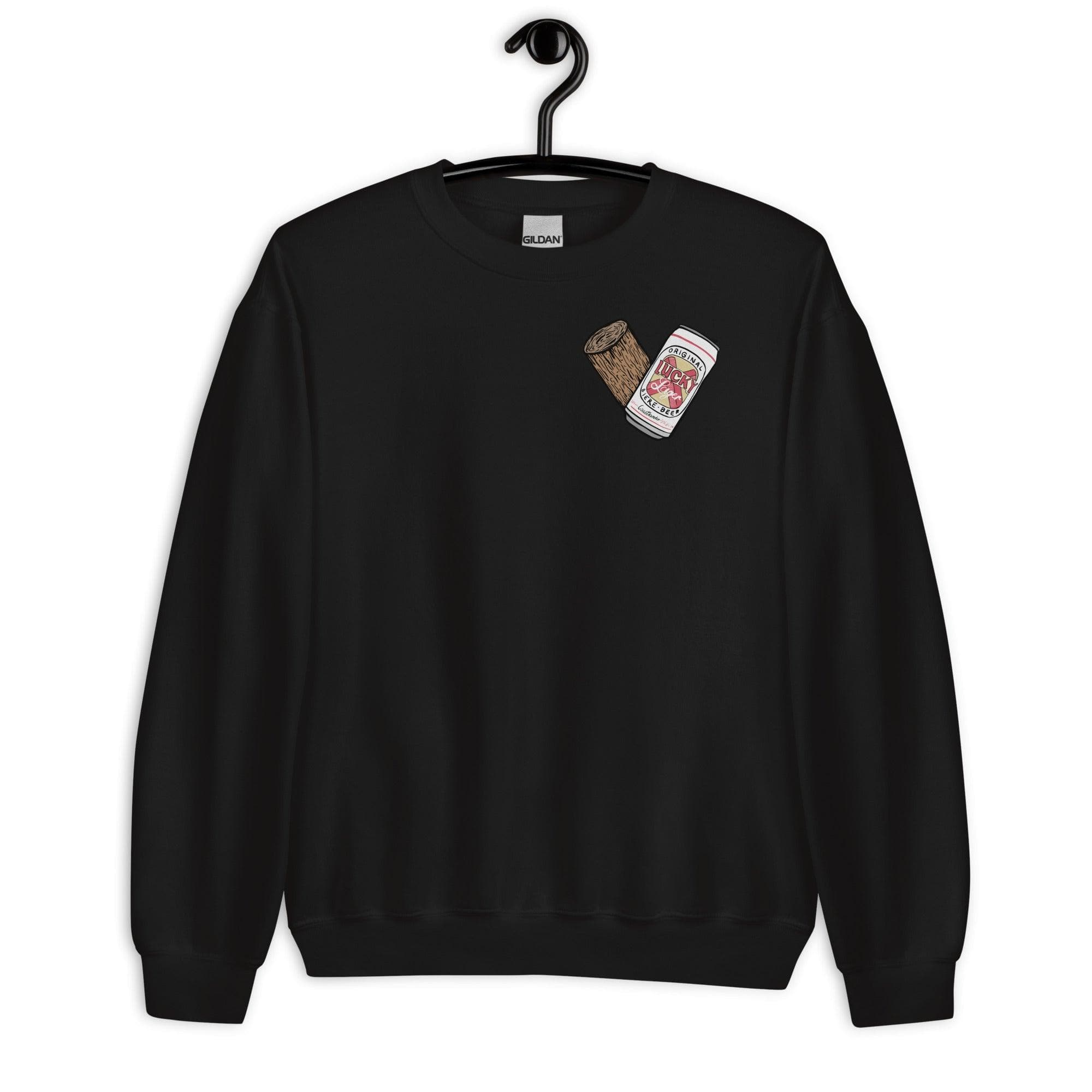 Design of Lucky Lager - Stump - Heart - Unisex Sweatshirt , the colour is Black