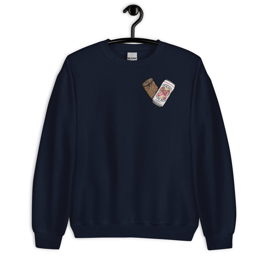 Design of Lucky Lager - Stump - Heart - Unisex Sweatshirt , the colour is Navy