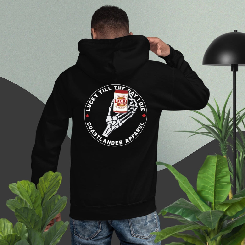 Design of Lucky Till The Day I Die - Gildan Unisex Hoodie , the colour is