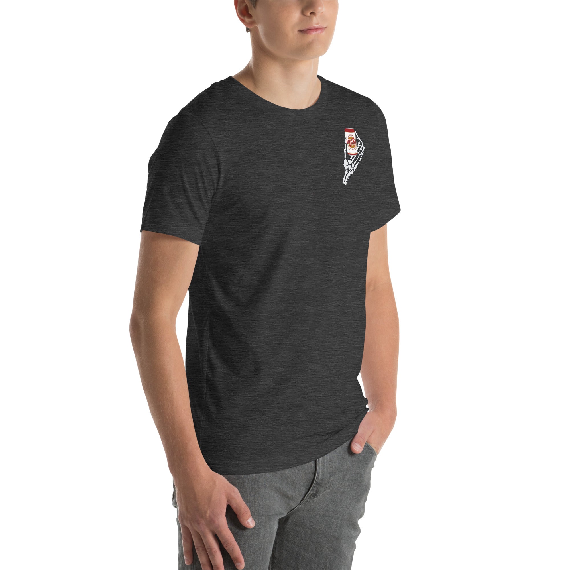 Design of Lucky Till The Day I Die - Print on front and back - Unisex t-shirt , the colour is