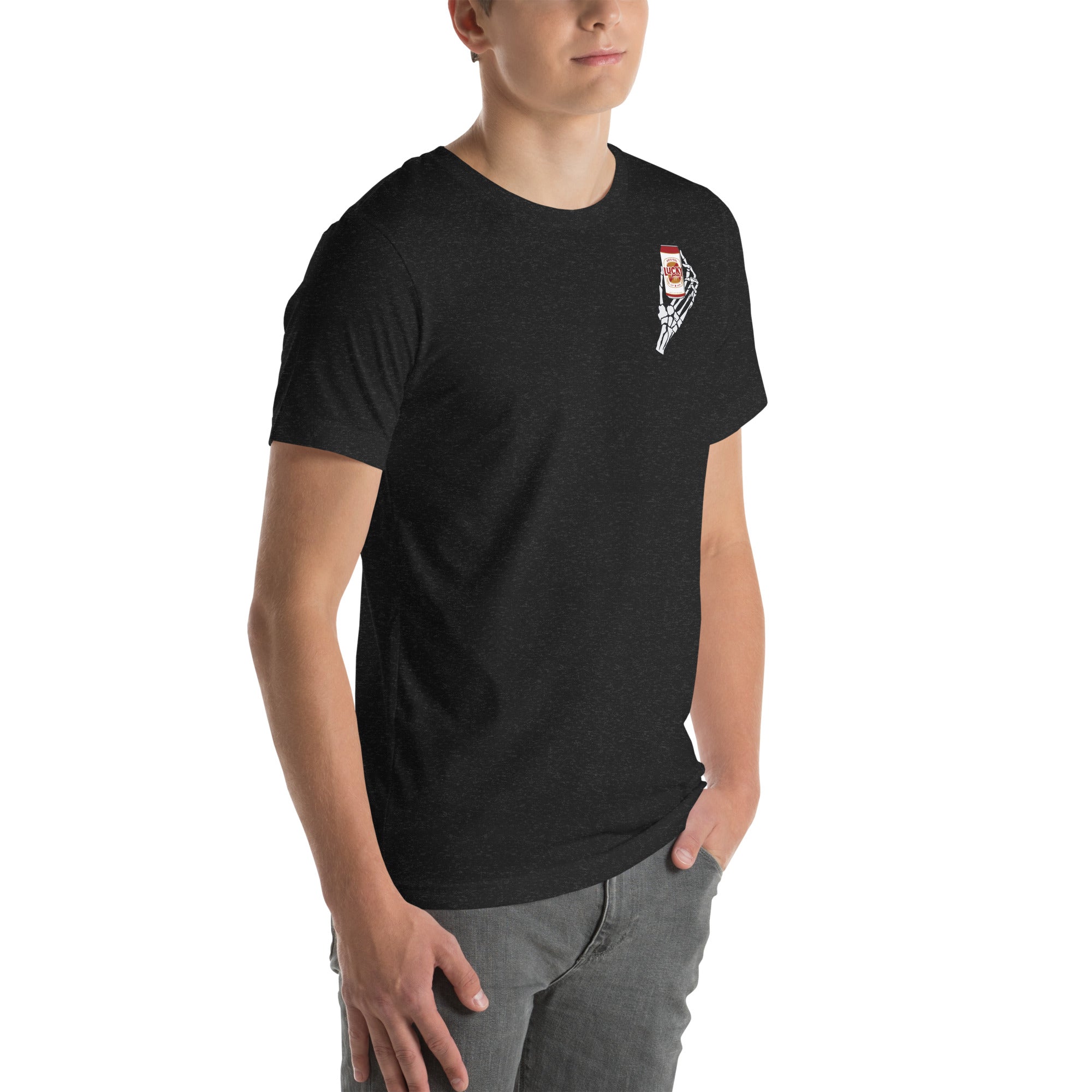 Design of Lucky Till The Day I Die - Print on front and back - Unisex t-shirt , the colour is