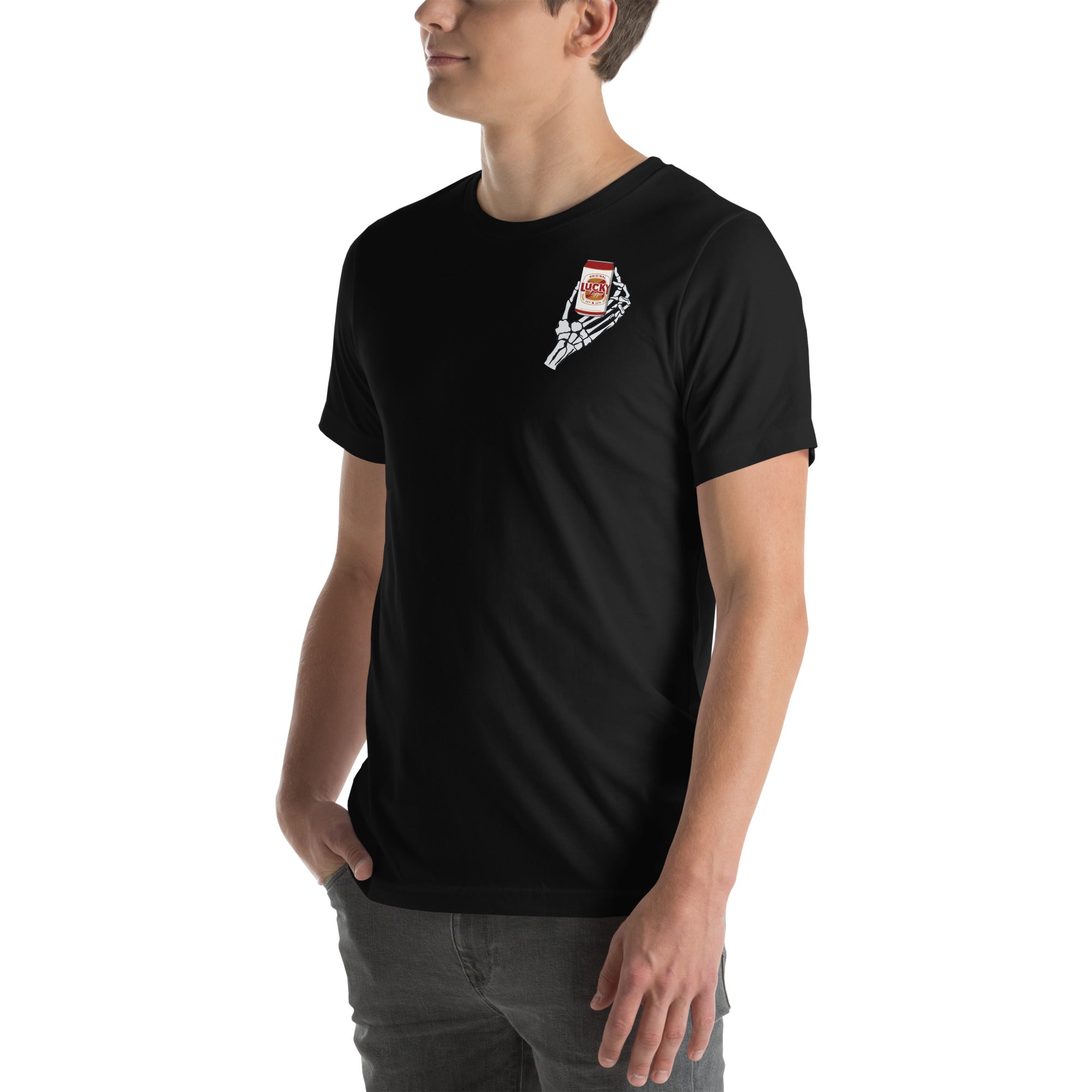 Design of Lucky Till The Day I Die - Print on front and back - Unisex t-shirt , the colour is