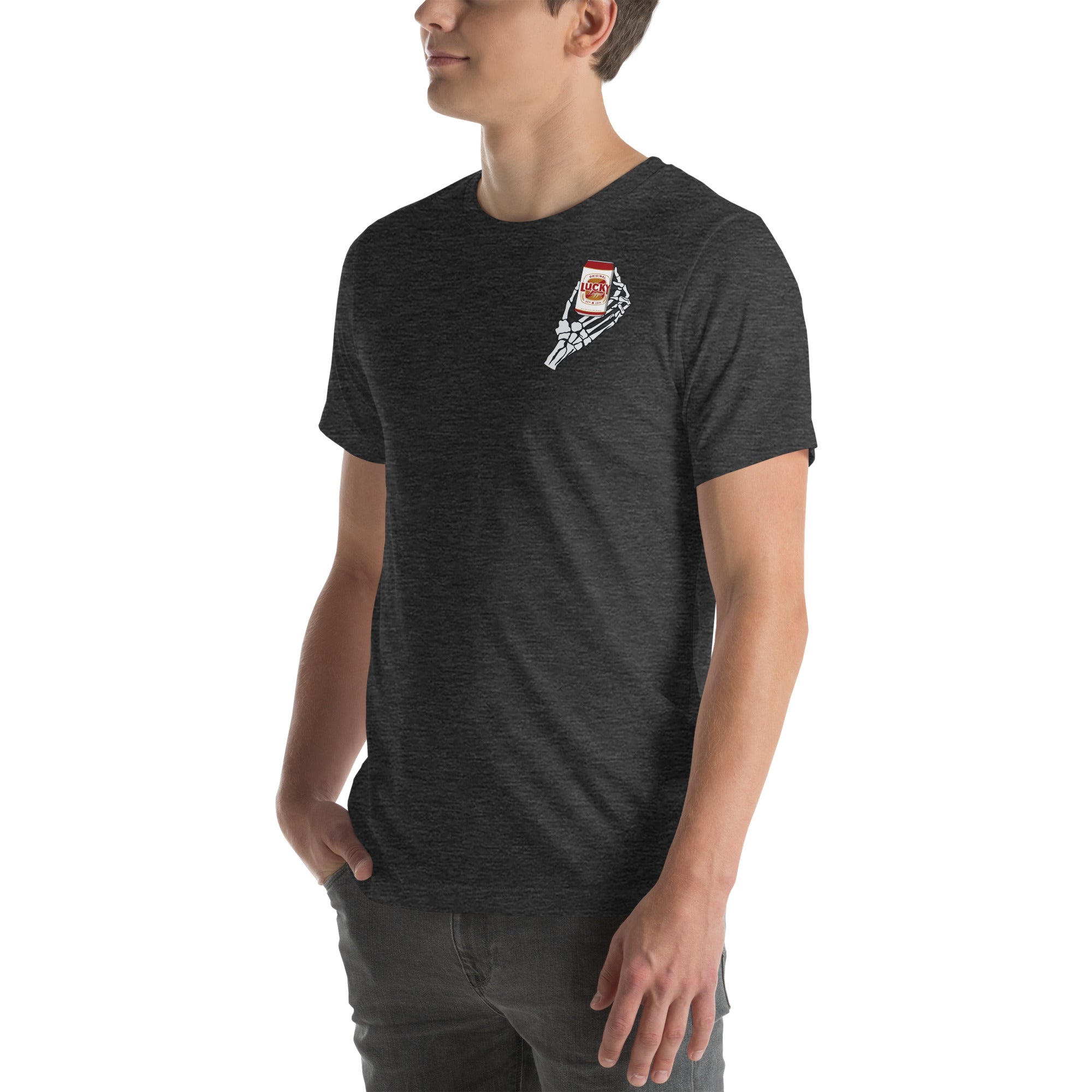 Design of Lucky Till The Day I Die - Print on front and back - Unisex t-shirt , the colour is